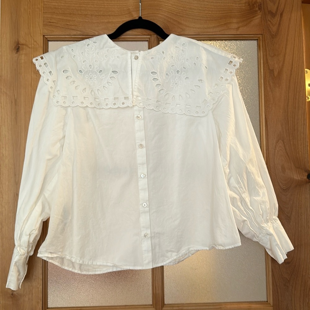 Mango White Eyelet Blouse